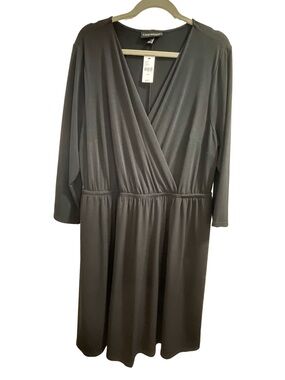 NWT Lane Bryant 3/4 Sleeve Little Black Faux Wrap Dress Size 18/20